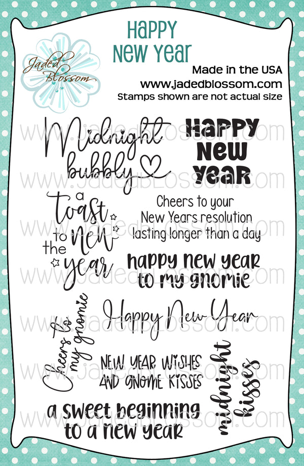 Happy New Year Sloth with Champagne Square Rubber Stamp for Stamping  Crafting